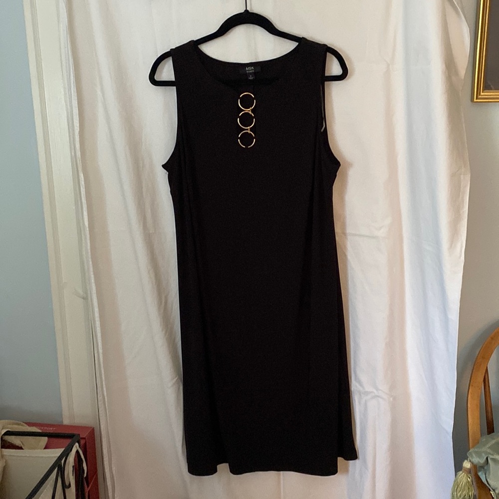 MSK Black Sleeveless 1X Dress w/ Gold Rings NWOT